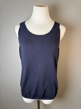 Classic Navy Knit Scoop Neck Tank Top
